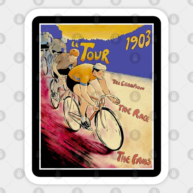 Le Tour Vintage 1903 Competing  Bicycle Racing Print Sticker by posterbobs